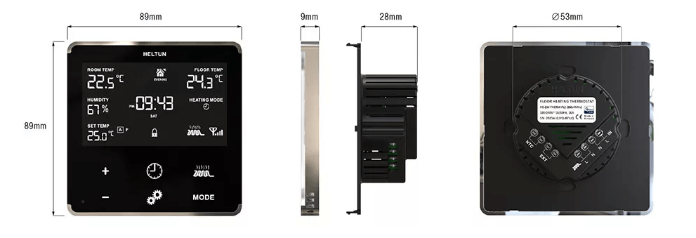 Rozmer termostat Heltun